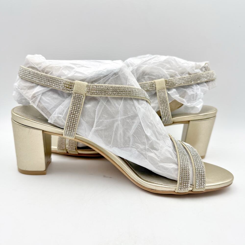 Naturalizer Womens Vanessa Sandal Heels Size 8 Gold Champagne Rhinestone NIB - Picture 5 of 13